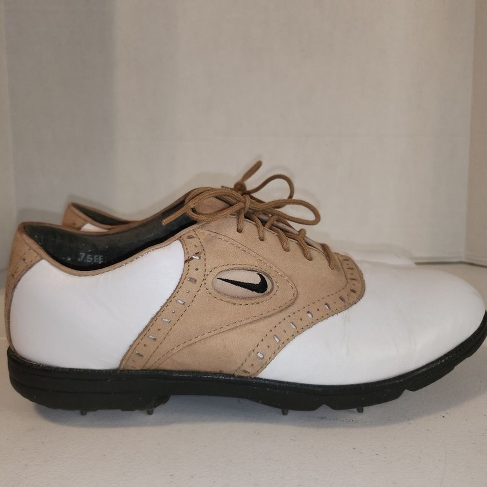 NIKE Golf Women's Airliner Golf Shoes Saddle Lace-up Leather Size 7.5